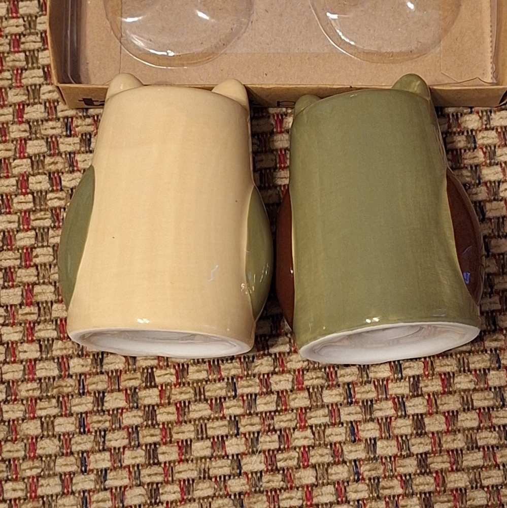 Marshalls Cute Owl Ceramic Salt & Pepper Shakers - Cream and Green Never Used - Picture 5 of 10